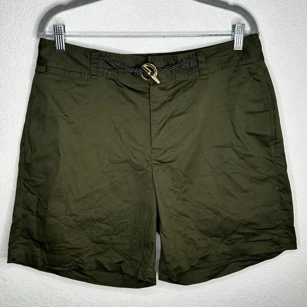 Lauren Ralph Lauren Shorts Womens 10 Olive Green Chino Nautical Rope Belt